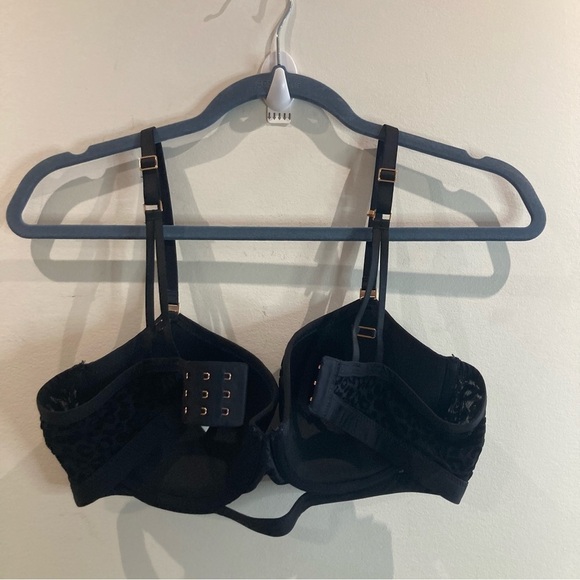 AERIE Sz 36C Real Power Black Velvet Leopard Balconet Front Cut Out Bra - Picture 7 of 10